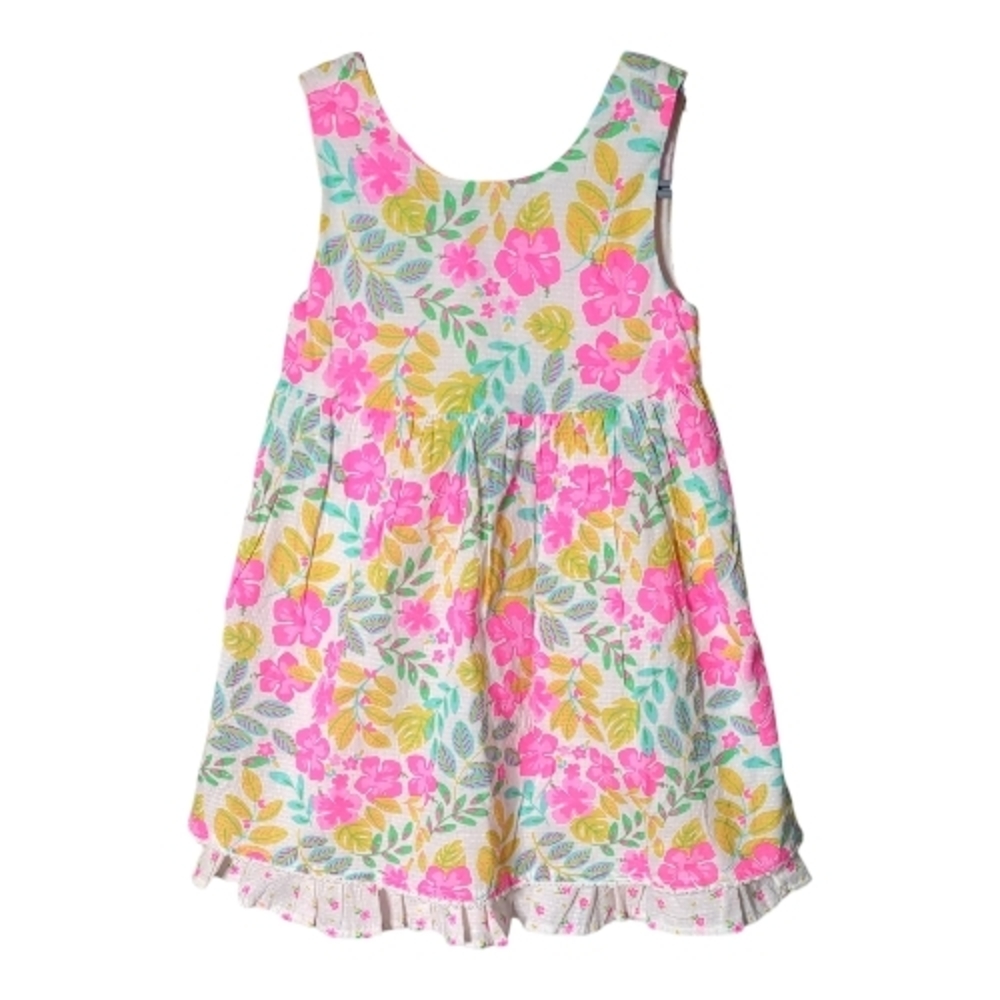 Catherine Malandrino Girls Floral Sleeveless Dress Size 5 Ruffles Bow‎ V Back